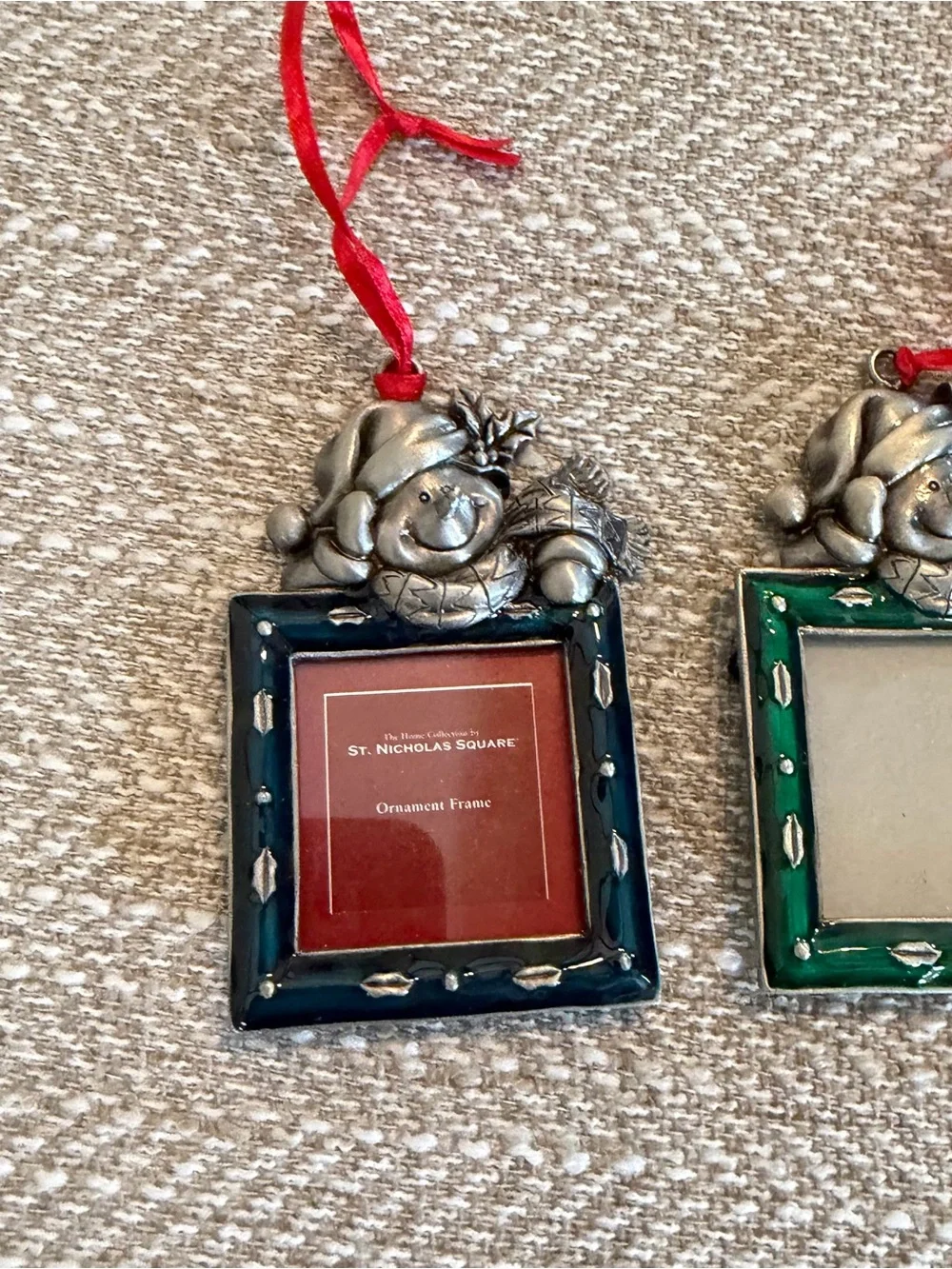 St. Nicholas Square Set Of 3 Square Snowman Photo Frames Christmas Ornaments